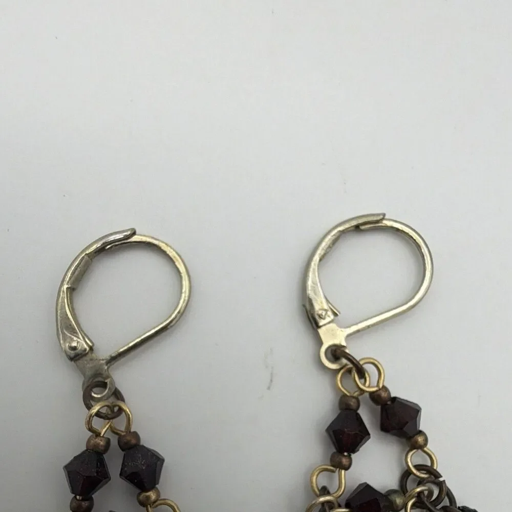 Black Teardrop Glass Beaded Chandelier Dangle Drop Earrings Leverback 2